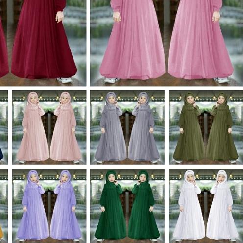 ➪ GAMIS MUSLIM MURAH ANAK PEREMPUAN DRESS PANJANG KID NURAINI BROKAT TILE CANTIK RENDA IMPORT TERBAR