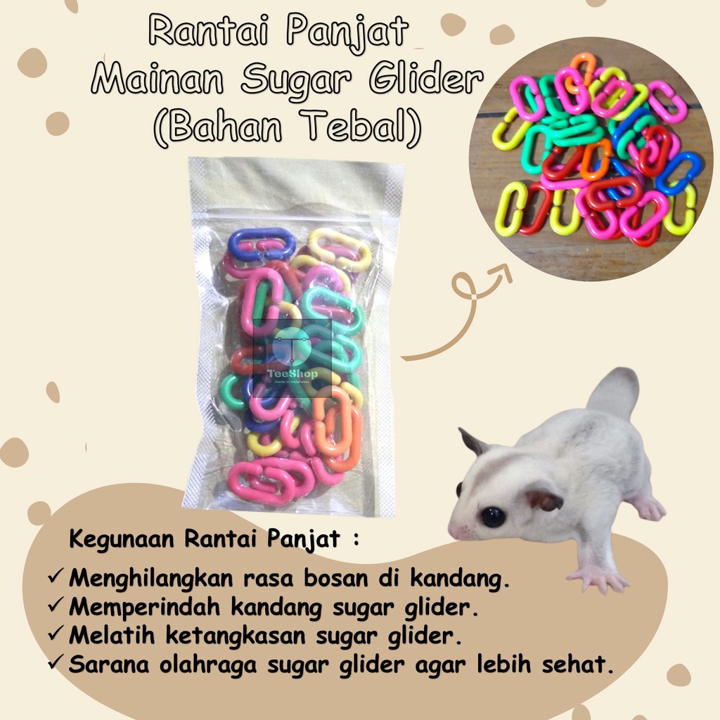 Rantai Mainan Oval Cage Chain Mainan Kandang Hewan Sugar Glider Round Rolling