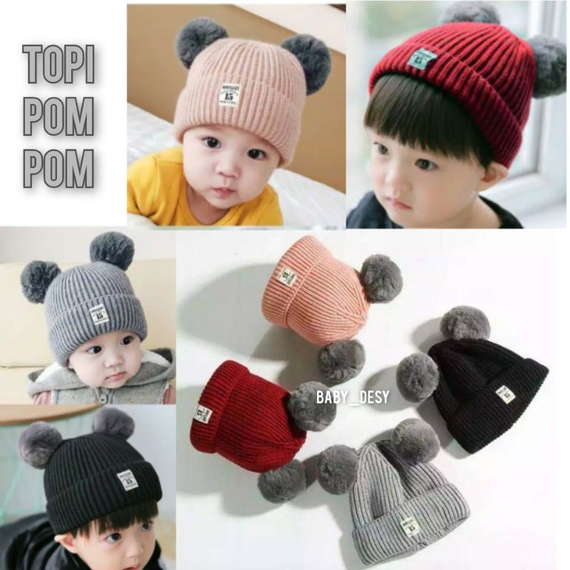 TOPI RAJUT POMPOM IMUT / PELINDUNG KEPALA ANAK/ LUCU / UNIK / MURAH / KEREN BALITA