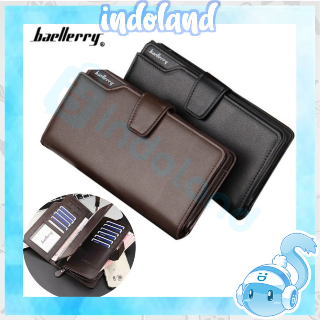 ☀ INDOLAND ☀ D003 Baellerry Dompet Kartu Kulit Panjang Pria Asli Keren Card Grosir Import Murah COD