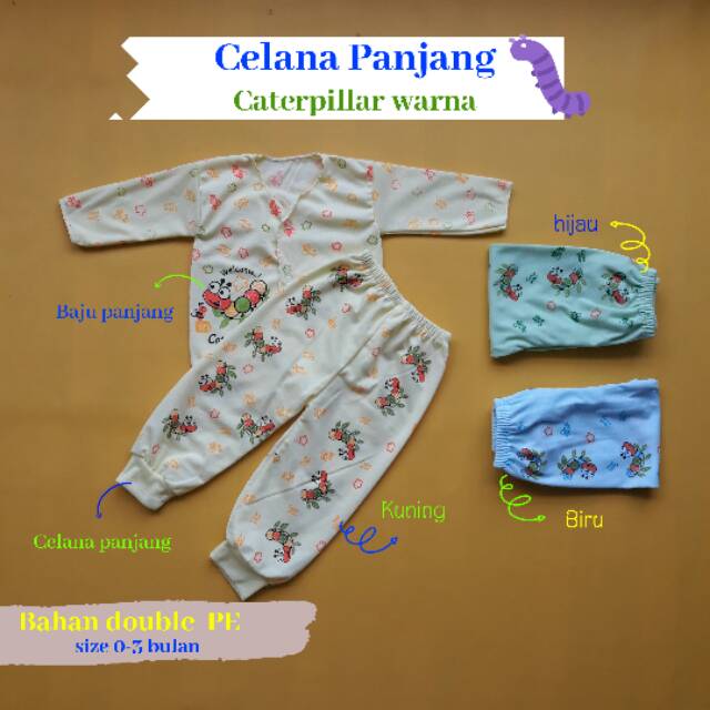 Piyama bayi caterpillar warna