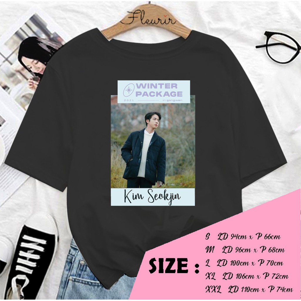 FLEURIR - KAOS SEOKJIN  WINTER PACKAGE WANITA DEWASA LENGAN PENDEK TEE UNISEX OVERSIZE JUMBO