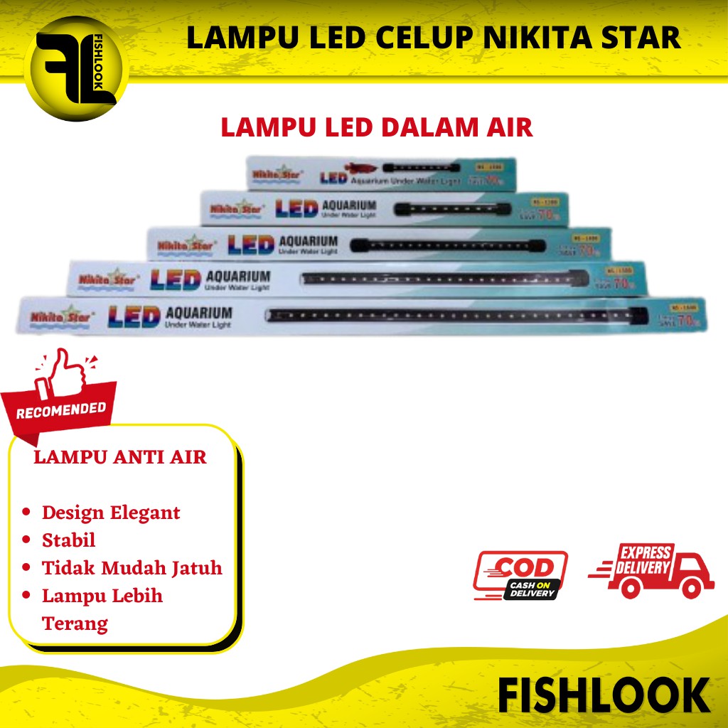 Lampu Celup Led T4 20 30 40 50 60 cm Aquarium Aquascape Akuarium Free Packing Kardus Tebal Terlaris Termurah