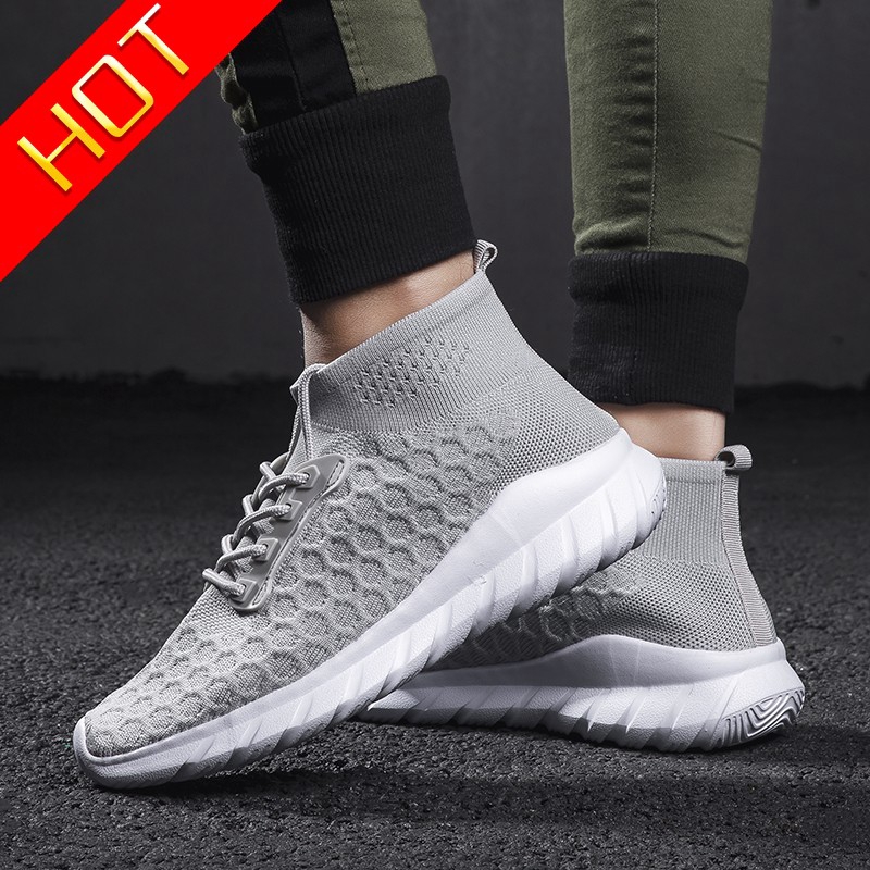  Sepatu  Sport Pria  High Top Hitam Merah  Sekolah Sepatu  