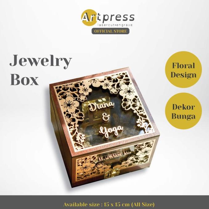 

BAYAR COD Jewelry Box Wood FloralDesign 1 DekorBunga AllSize 15x15 cm (009) KOMPLIT Kode 1234