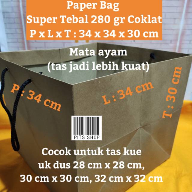

Paper Bag Coklat Tebal ( P x L x T : 34 x 34 x 30 CM )