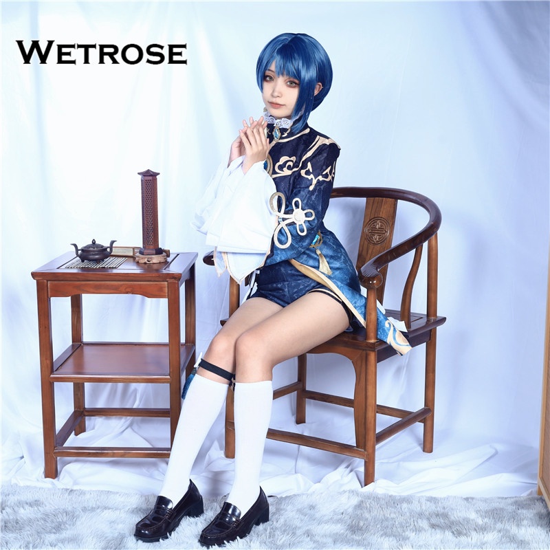 【Wetrose】Genshin Impact Xing Qiu XingQiu Original Ver Battle Uniform Gorgeous Outfit Anime Cosplay Jacket Shirt Pants Costume Kostum Pria Wanita