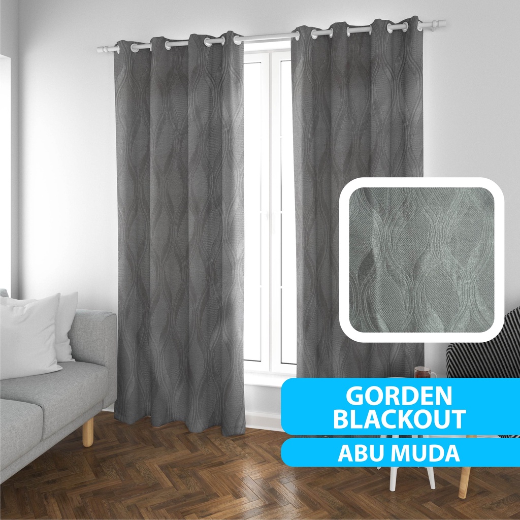 Gorden Jendela | Gorden Blackout polos embos gorden tebal | gorden| blackout original | hordeng pintu dan jendela | gorden ruang tamu satu set warna Abu muda