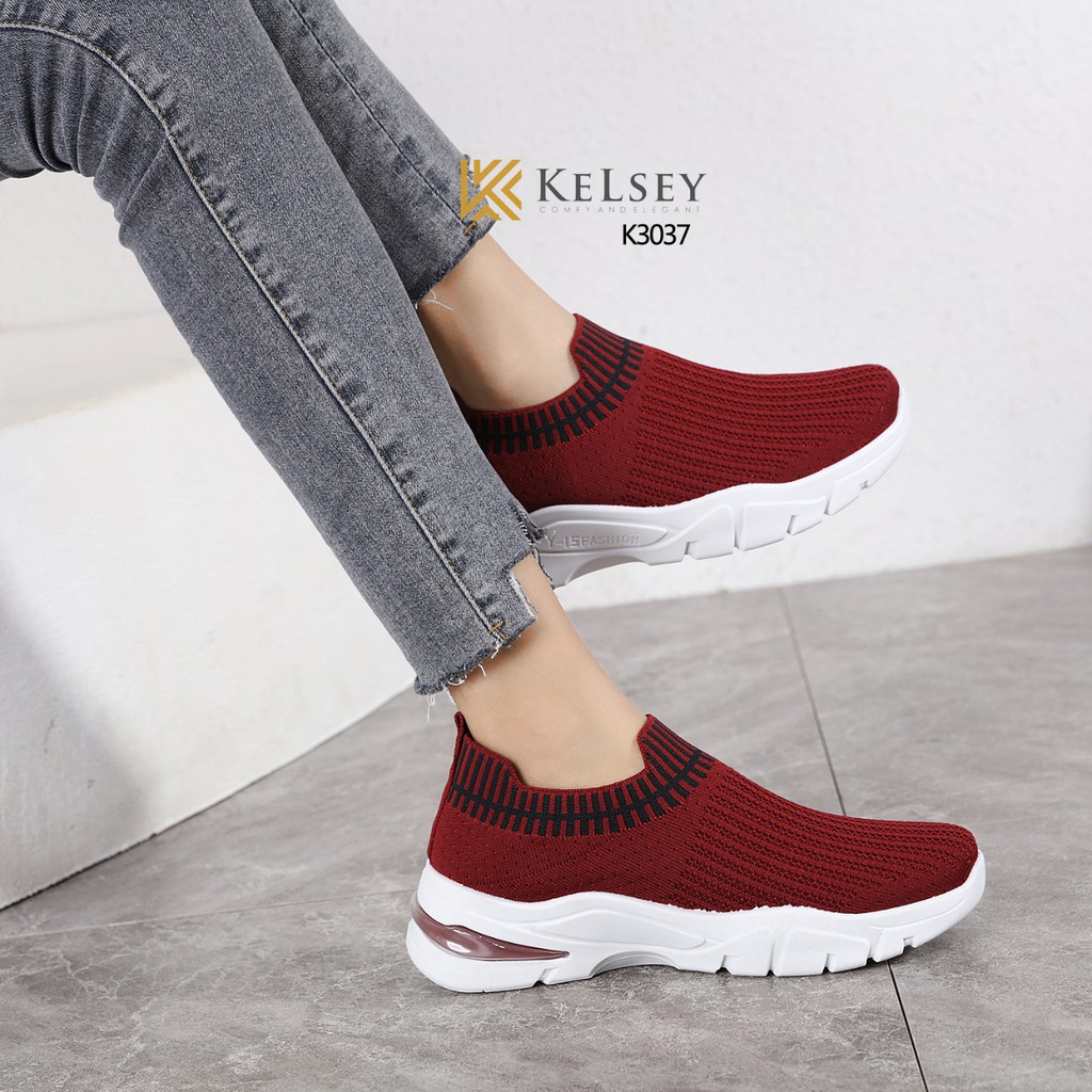 (GRATIS ALAS KAKI) Kelsey Sepatu FlyKnit Wanita / Sepatu Wanita  K3037