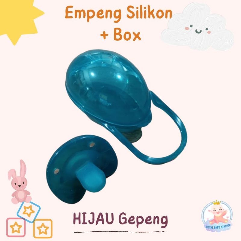 2in1 Premium Dot Empeng Bayi Silikon Hijau Coklat Bulat Gepeng mulai 0 bulan Premium Free Box BPA Free-Dot hijau gepeng
