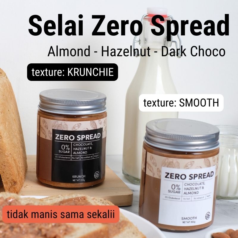 

Korzaln Zerospread Almond Butter Hazelnut Dark Chocolate 250Gr Varian Kruncie Tanpa Gula / Selai
