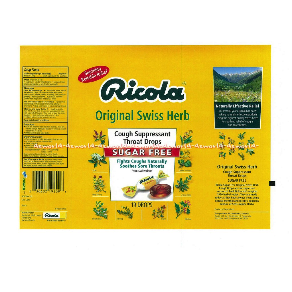 Ricola Swiss Herb Candy Original Menthol 100gr Rikola Kaleng Permen Melegakan Tenggorokan Ricolla