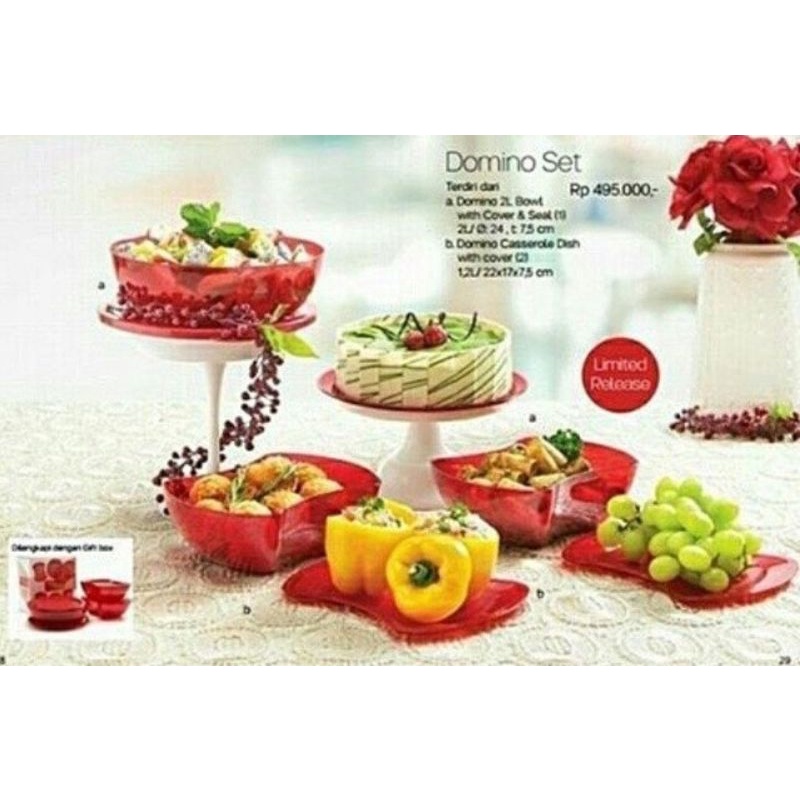 Domino set Tupperware / wadah makanan kristal / wadah makanan elegansial