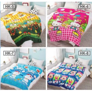 COD - HK - Selimut Karakter Bulu Halus Jumbo 150x200cm - Selimut Jumbo Doraemon Import-Random Girl