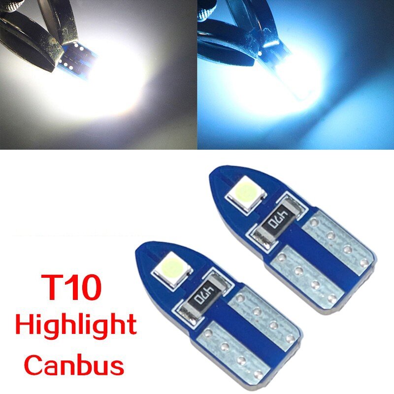 10pcs Lampu Bohlam Led T10 194 W5W Untuk Plat Nomor Mobil