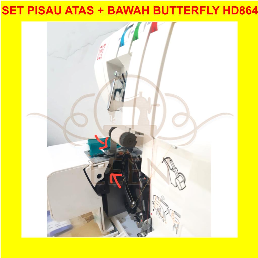 SET Pisau Obras Portable Butterfly HD864 Atas + Bawah Mesin Jahit LEEN