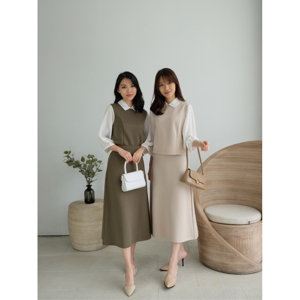 Kadaka S-0174 Set Blouse dan Skirt Feminim Korean Look