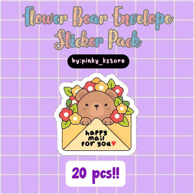 

Sticker label murah lucu flower bear envelope untuk surat/packing (BACA DESKRIPSI‼️)