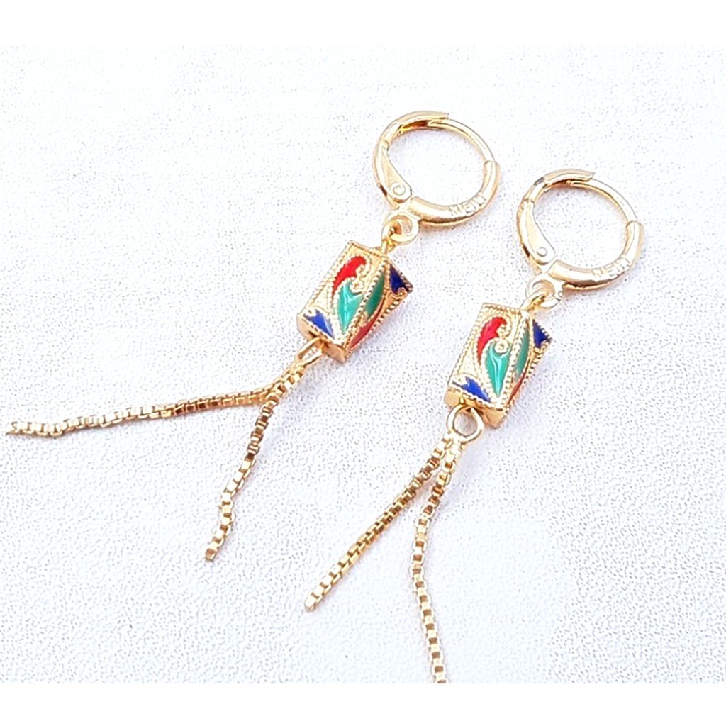 RAKA Acc - Earrings Anting Clip / Klip Kotak Warna-Warni Juntai Xuping Gold Perhiasan Wanita 102