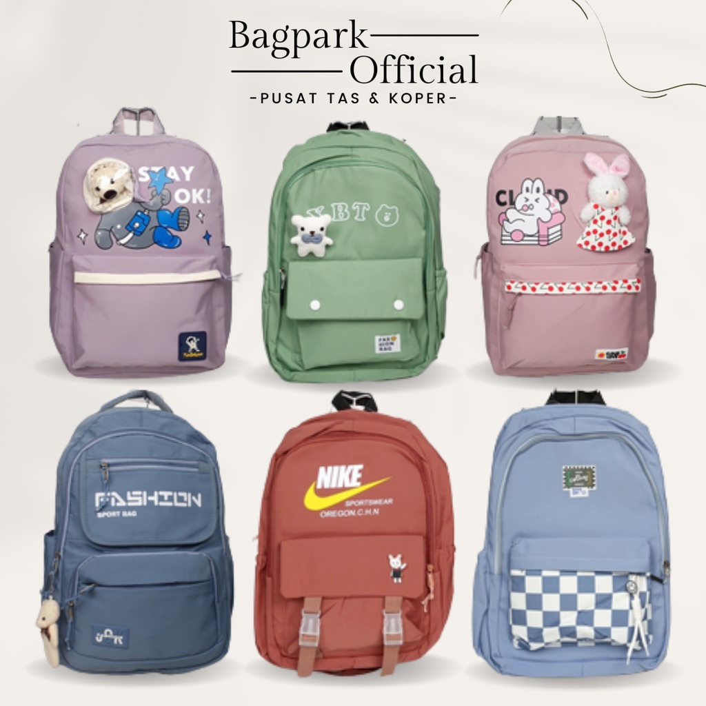 STANDAR MATERIAL / TAS KOREA FASHION / RANSEL KOREA TRENDY / TAS KOREA IMPORT / TAS KOREA ANAK / RANSEL KOREA/ TAS KOREAN / RANSEL SEKOLAH CEWEK FREE PIN BROSS + BONEKA TERMURAH! 3