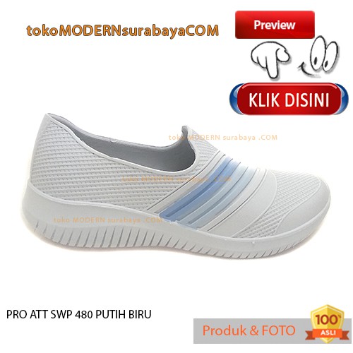 PRO ATT SWP 480 PUTIH BIRU Sepatu Wanita Sepatu Slip On Karet