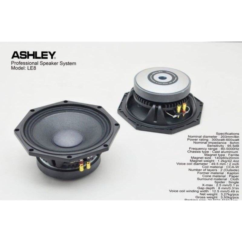 Speaker Component Ashley LE8 Original Woofer 8 inch