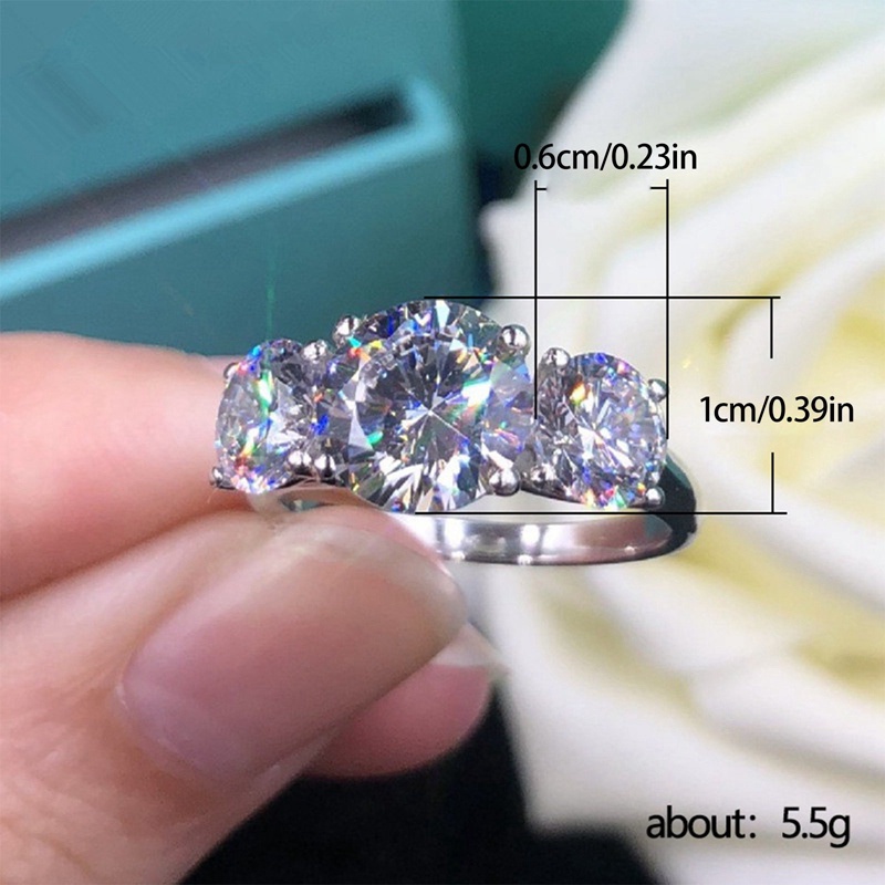 Cincin Kristal Cubic Zirconia AAA Bentuk Bulat Untuk Wanita