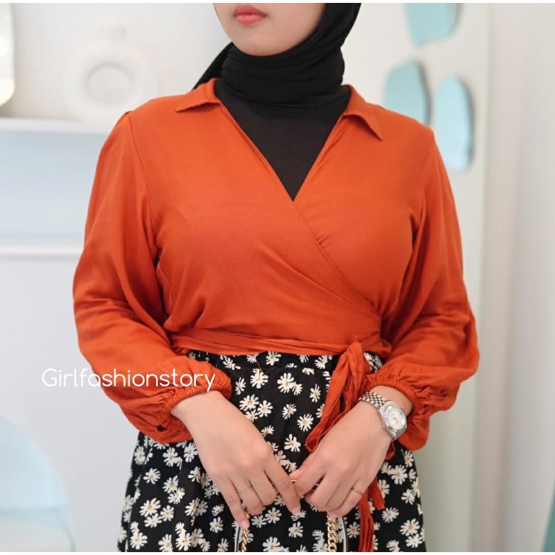 Tq88indonesia Fashion Blouse Wanita Kekinian Terbaru / Blouse ANGELIE WRAP RAYON DIAMOND TOP / Blus  / Baju Atasan Wanita Terbaru / Ootd / Baju Santai Wanita