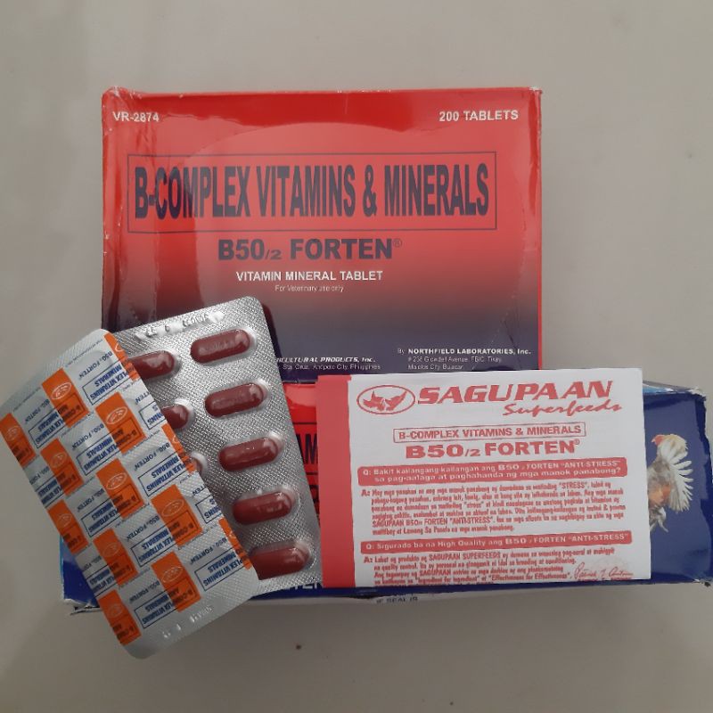 B50 FORTEN B - COMPLEX KOMPLEKS VITAMINS MINERALS SAGUPAAN AYAM ADUAN IMPORT FILIPINA PHILIPPINES