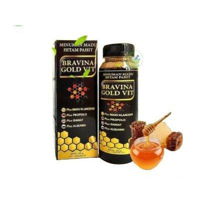 Madu Hitam Pahit Madu Bravina Gold Vit Plus Propolis 320gr