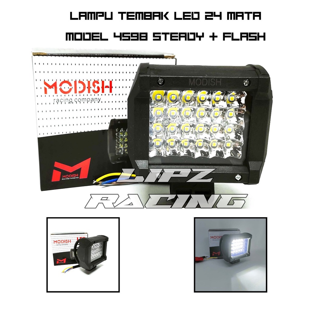 LAMPU TEMBAK LED / LAMPU SOROT LED 24 MATA MODEL 4598 CAHAYA PUTIH  BISA UNTUK SEMUA MOTOR  LAMPU TEMBAK MOTOR