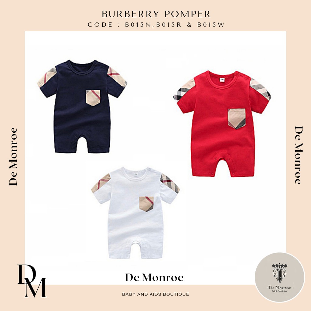 De Monroe Baju Bayi dan Anak Premium Jumper Romper Baby Anak Cewek Cowok Motif Burberry 3 Warna