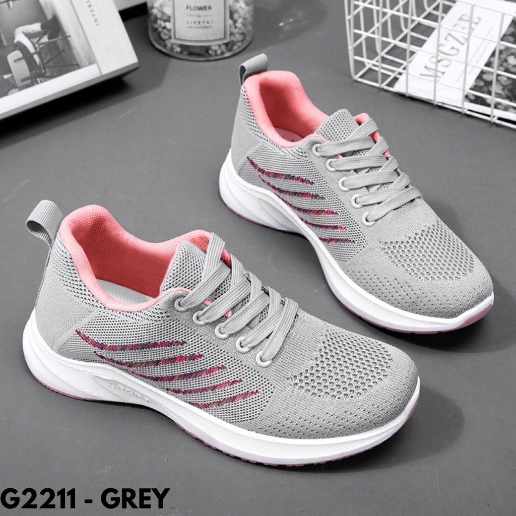 SEPATU SNEAKERS WANITA BEST SELLER NYAMAN DIPAKAI MARATHON BAHAN CANVAS MESH IMPORT G2211