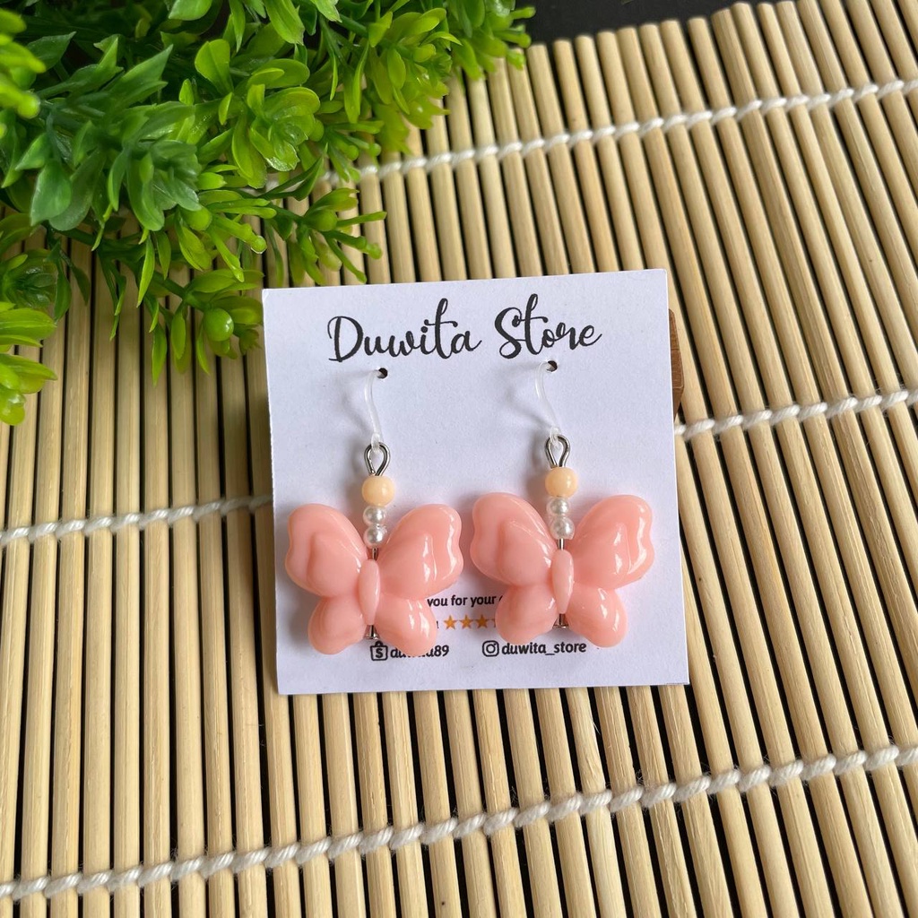 HANDMADE ANTING ANAK/DEWASA KAITAN PLASTIK MOTIF KUPU-KUPU 3D