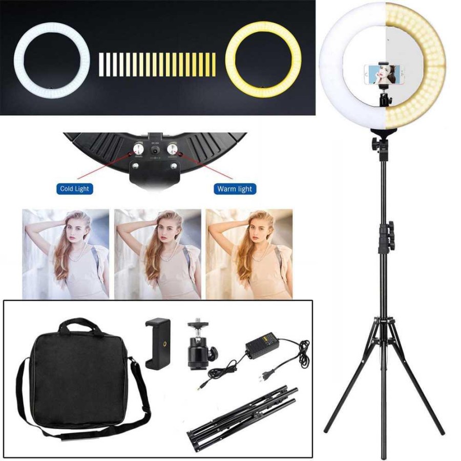 TaffSTUDIO Lampu Halo Ring Light LED Kamera DSLR Smartphone 65W 336 LED 12 Inch with Tripod - RL-18