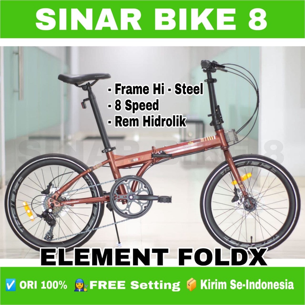 Sepeda Lipat ELEMENT FOLDX Ukuran 20 Inch 451 8 Speed Rem Hidrolik