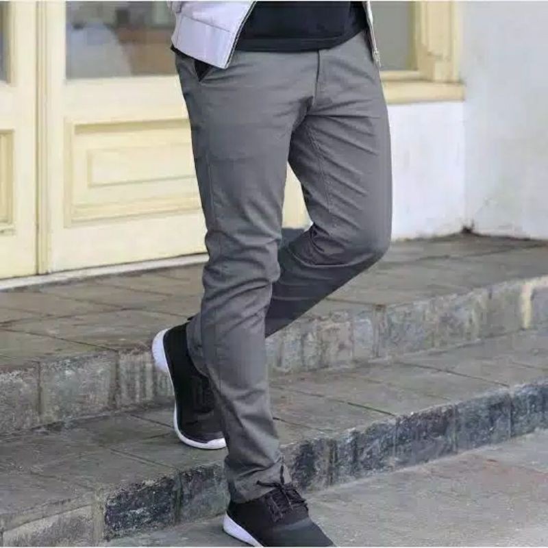 CELANA PRIA CHINO Slim fit Panjang Kerja kantor Santai Liburan Cowok Gentleman Boy Skinnyhtytth