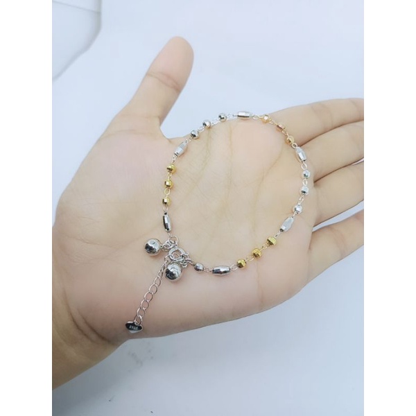 gelang kapsul pentul ukir kombinasi 3warna 2bel / gelang perak asli silver 925 lapis emas/ gelang fashion wanita import