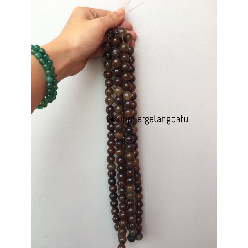 batu gelang kalung 16mm BROWN CARNELIAN manau akik coklat tua natural aksesoris craft pria wanita