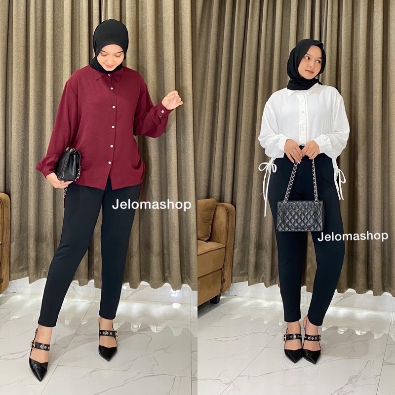 REVA KEMEJA SERUT / kemeja wanita crinkle milan serut aktif best seller