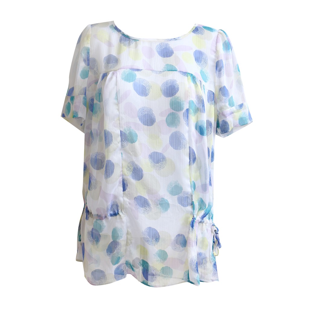 BSI-11 (XL) atasan sifon blouse / blus import big size pastel polkadot korea