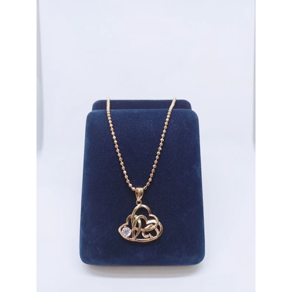 kalung perak925 asli lapis emas bijilada+liontin love kalung fashion wanita silver925