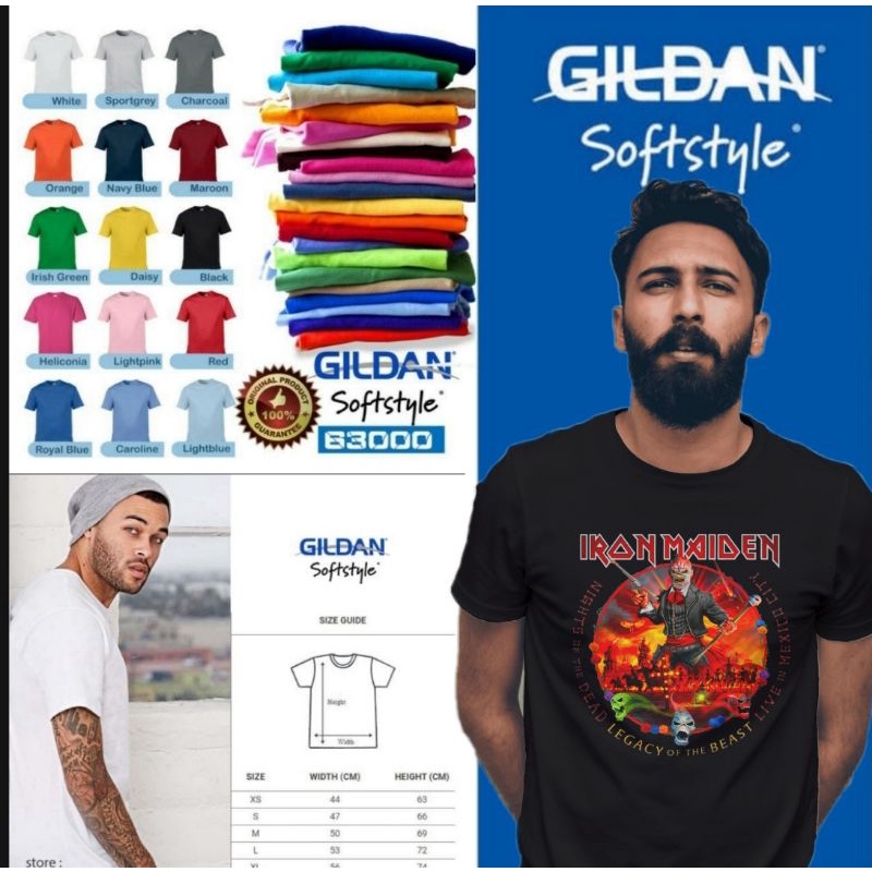 original kaos t-shirt gildan iron maiden design