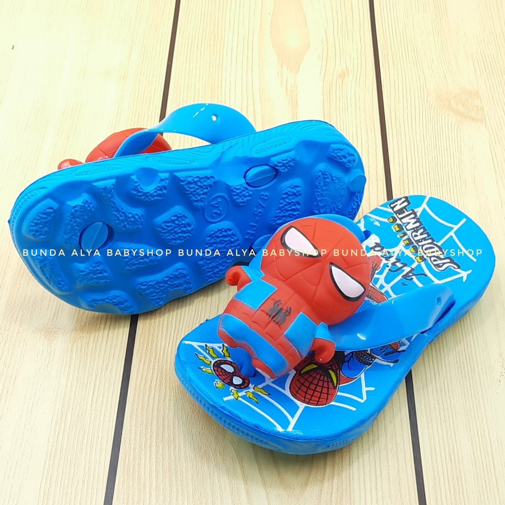 Sandal Anak Laki Jepit IMPORT Usia 1 2 3 Tahun Size 24 - 29 BIRU MUDA - Sendal Anak Cowok Superhero Karet Anti Licin