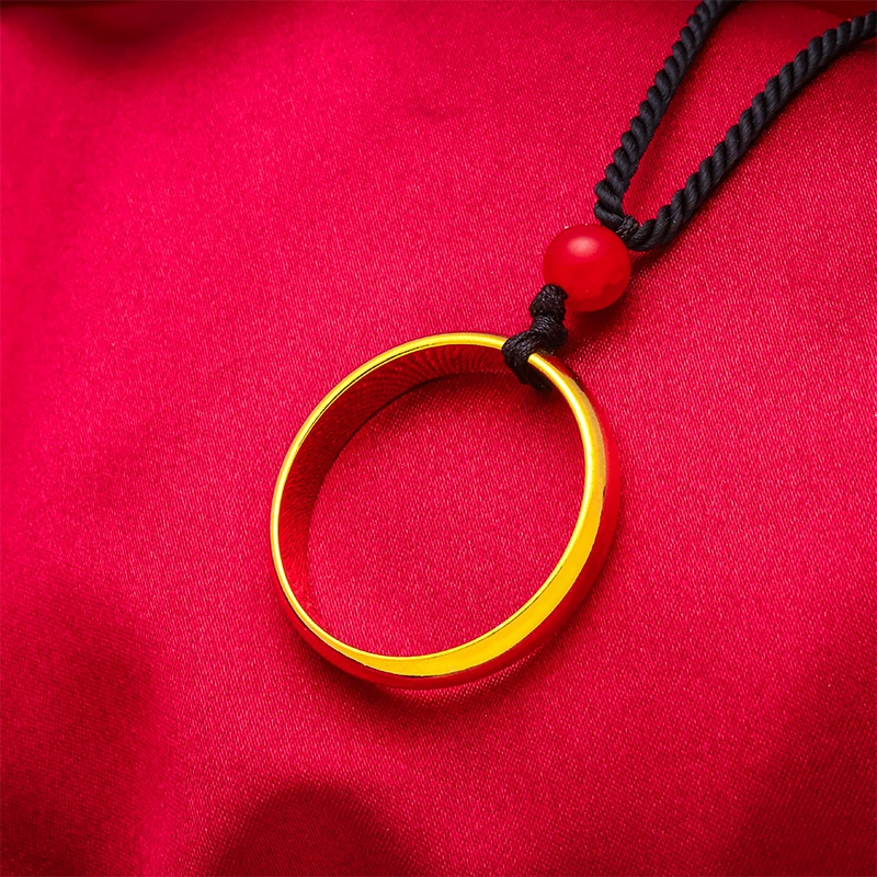 Kalung Lapis Emas Emas Asli Kadar 375Dengan Liontin Donat Bulat Gaya Korea Untuk Pria Dan Wanita