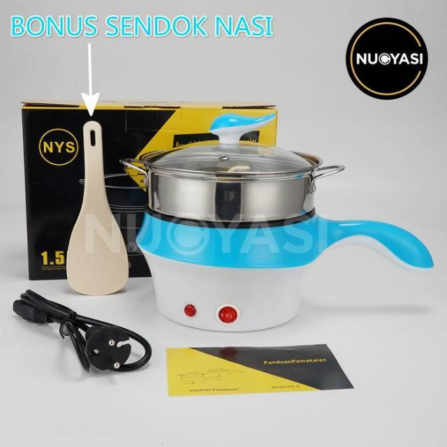 PANCI ELEKTRIK Serbaguna Panci Listrik Lapisan Keramik NUOYASI Traveling Makanan Berkuah Praktis