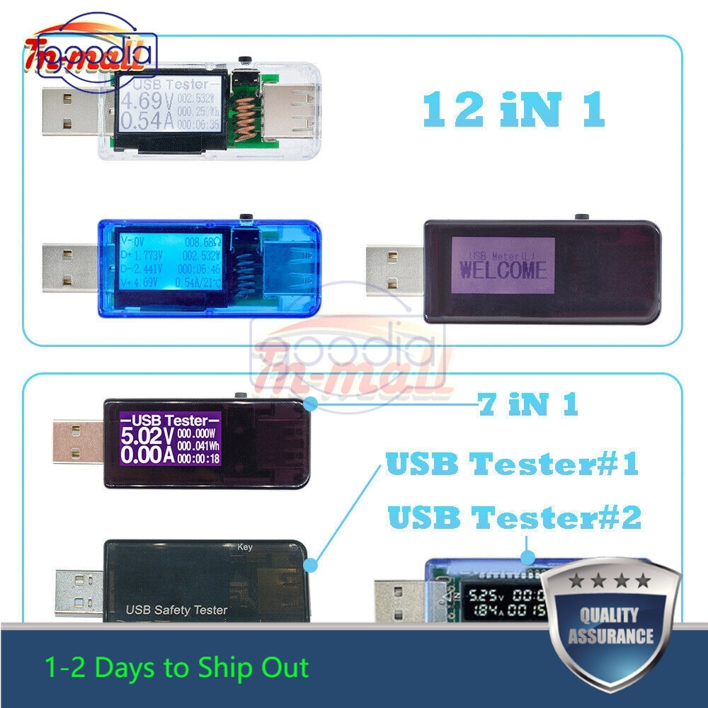 12in1 7in1 USB Voltage Current Meter Power Capacity Digital LCD Tester Voltmeter