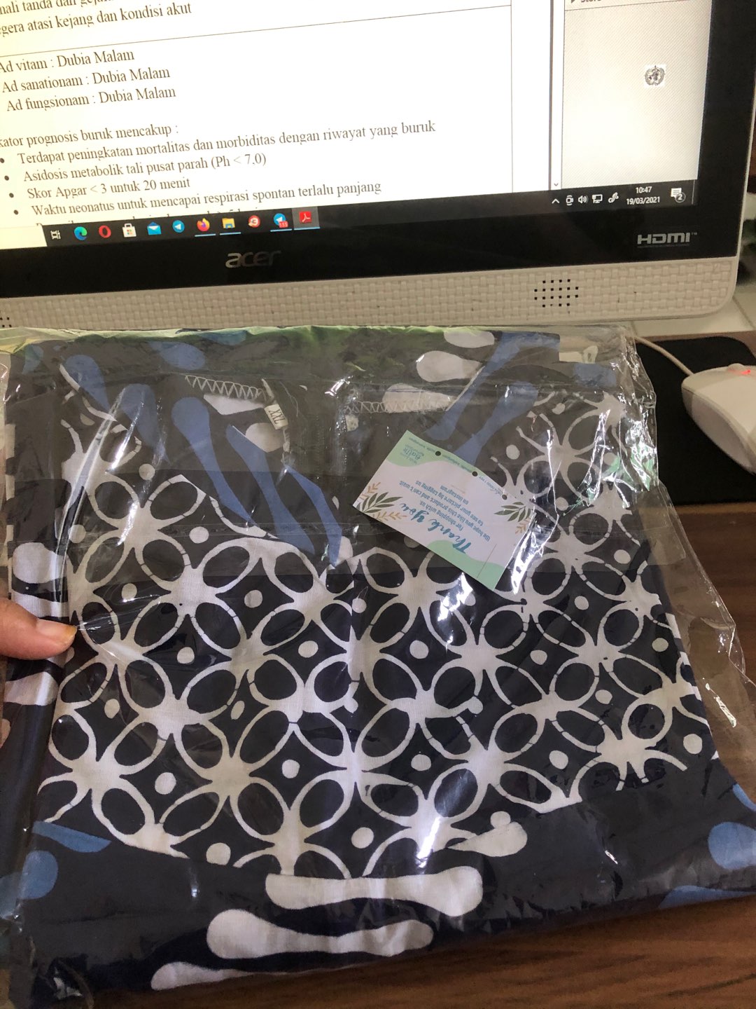 Batik Kahuripan Tunik Batik Cap Parang Sendok Navy-atasan Batik Wanita-batik Kantor