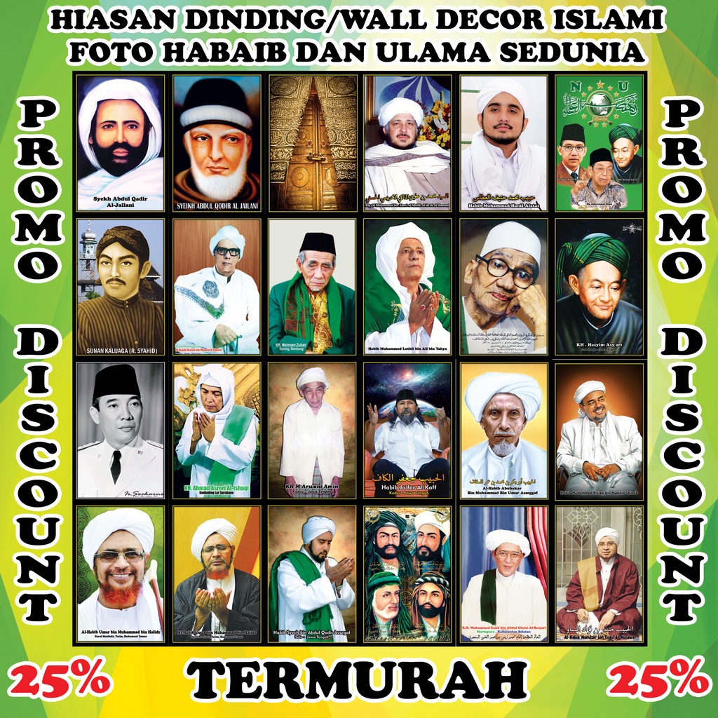 Foto Habaib Habib Ulama Indonesia dan sedunia bingkai poster ukuran 32x48cm