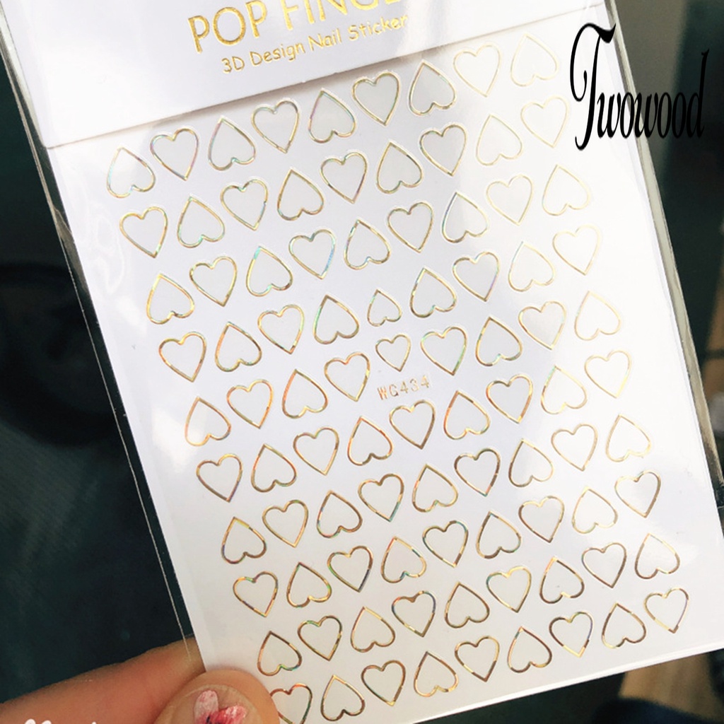 Twowood Stiker Kuku Motif Hati Untuk Dekorasi Nail Art